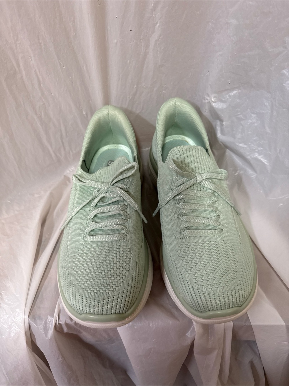 Women's Skechers Slip ins Knit Lace-Up Sneakers in Light Mint size 8